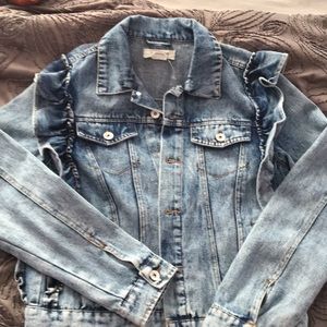 Size medium ruffle jean jacket